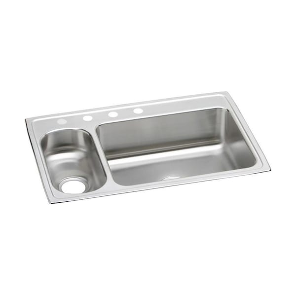Lustertone Stainless Steel 33 X 22 X 7-7/8 30/70 Double Bowl Top Mount Sink